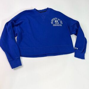 Under Armour Sweatshirt Womens Large Blue Project Rock Iron Paradise Crop Fleece
